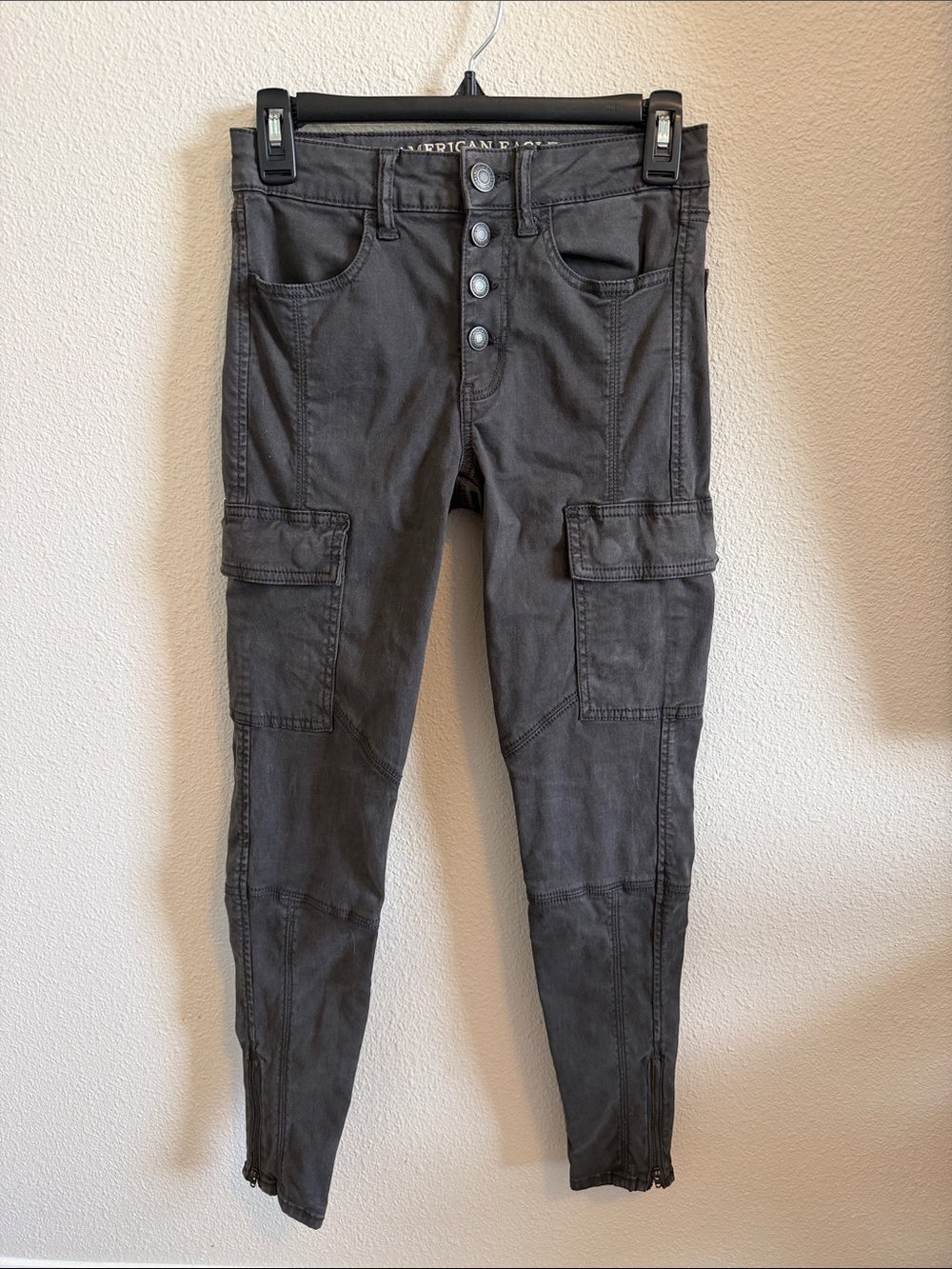 American Eagle Outfitters Dark Gray Cargo Skinny Pants